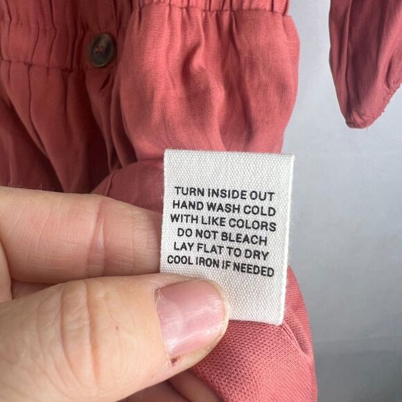 E & M Dark Pink Off Shoulder Lined Mini Fit & Flare Dress Front Button Sz Medium - Picture 6 of 8